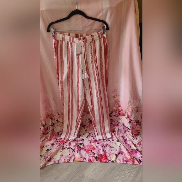 New CHARTER CLUB Intimates White Pocketed Striped Linen Pants PS - Picture 4 of 7